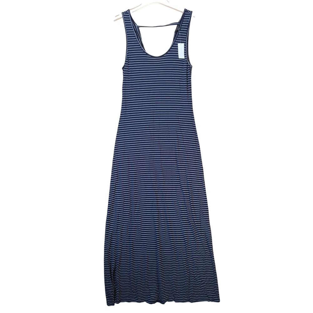 Ann Taylor Preppy Minimalist Nautical Striped Maxi Dress Size M Navy White NWT